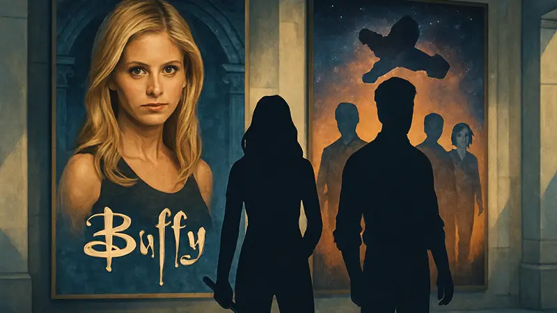 Постеры «Баффи» и «Светлячка» или коллаж с персонажами.