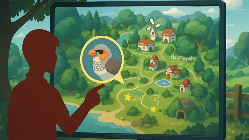 Местонахождение зяблика-зебровика на карте игры Heartopia для поимки.