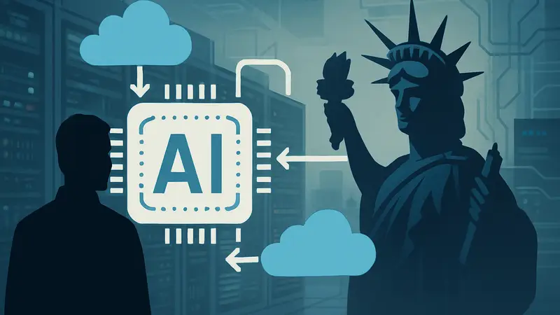 Схематичное изображение устойчивой AI-архитектуры с элементами переключения между платформами.