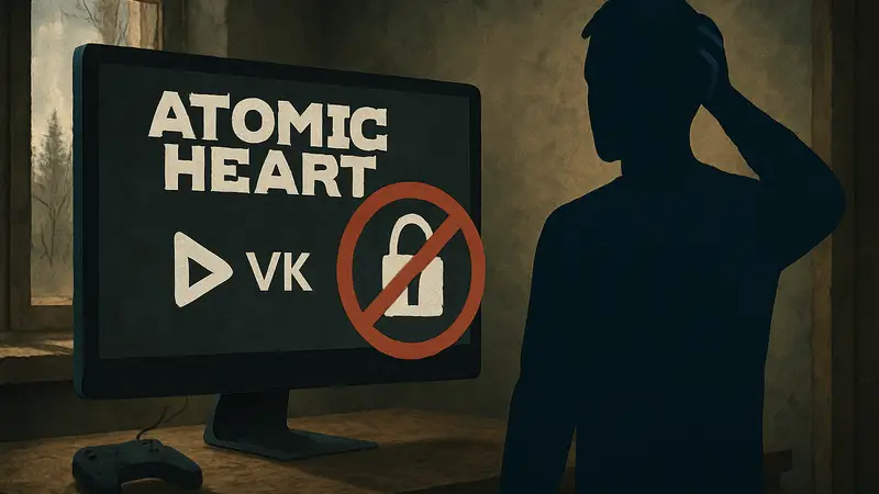 Логотип Atomic Heart и VK Play, иллюстрация проблем с доступом к игре.