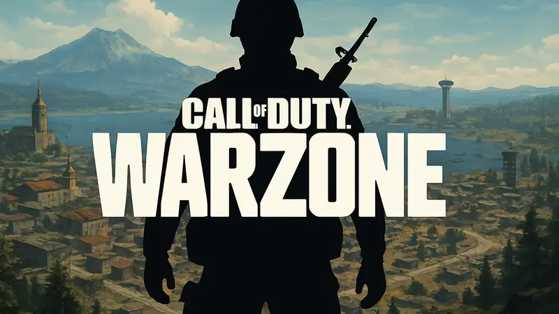 Логотип Call of Duty Warzone на фоне карты Black Ops Cold War