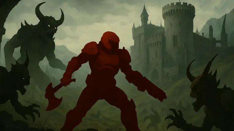 DOOM Slayer сражается с демонами в DOOM: The Dark Ages