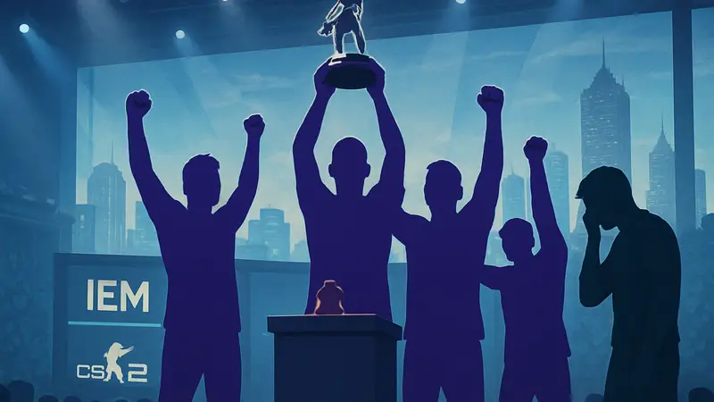 Команда B8 празднует победу над BC.Game на турнире IEM Atlanta по CS2.