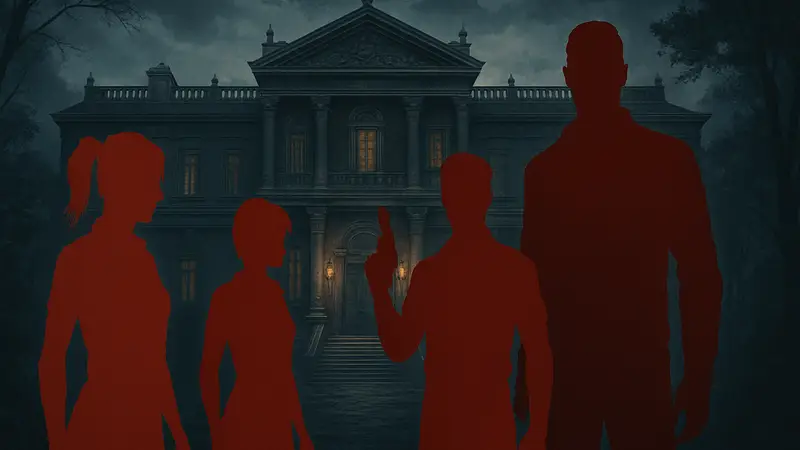 Логотип Resident Evil Code: Veronica и персонажи игры на фоне особняка