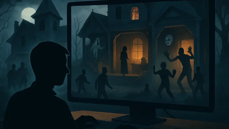 Геймплей стратегии Scream Operator: Haunted House Manager, где вы управляете домом с привидениями.
