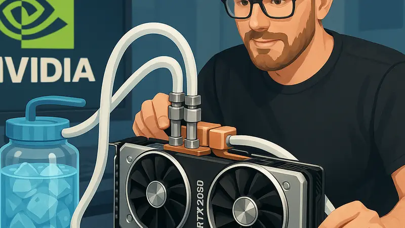 Моддер TrashBench демонстрирует систему охлаждения видеокарты GeForce RTX 2060 ледяной водой, подключенной к тепловым трубкам.