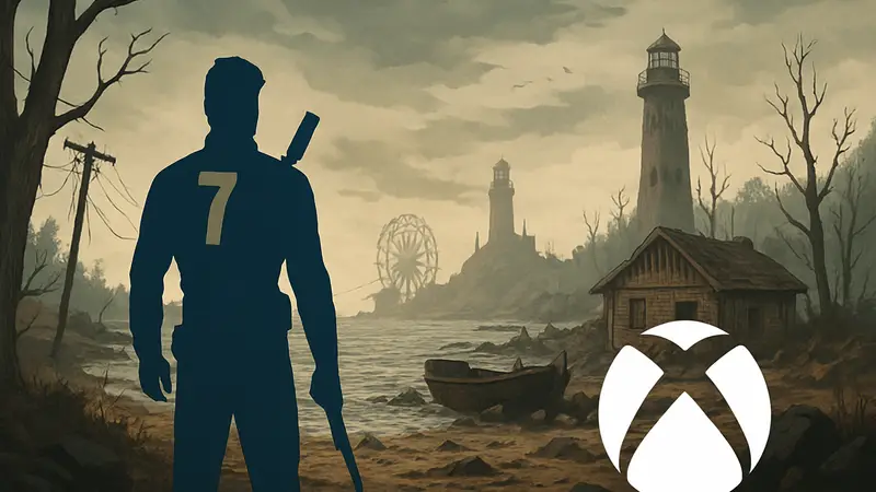 Скриншот из Fallout: Misery Island, демонстрирующий новую локацию и атмосферу постапокалипсиса на Xbox.