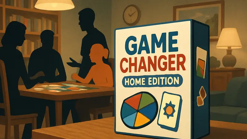 Коробка настольной игры Game Changer: Home Edition на фоне игротеки