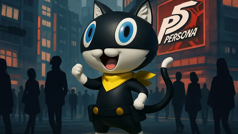 Виниловая фигурка кота Морганы из игры Persona 5 Royal от FuRyu в яркой позе.