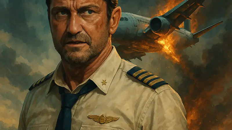 Джерард Батлер в фильме "Крушение", обложка фильма "Plane", боевик.