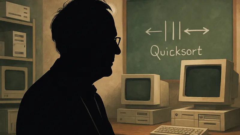 Портрет Тони Хоара, пионера вычислений и создателя алгоритма Quicksort.