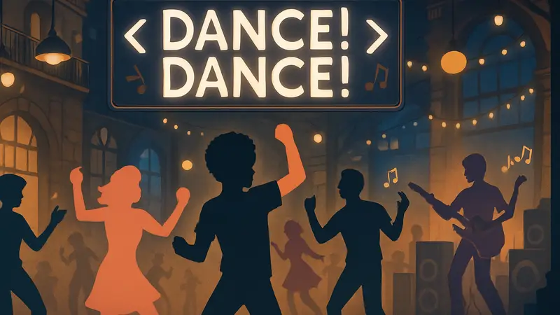 Игровая сцена из Dance! Dance! Dance! Strange Tales с танцующими персонажами и музыкой