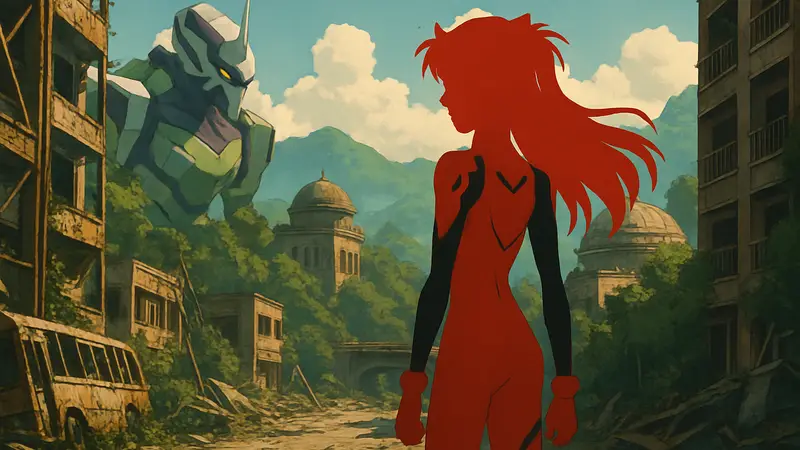 Кадр из короткометражки Evangelion с Аской Лэнгли Сорью