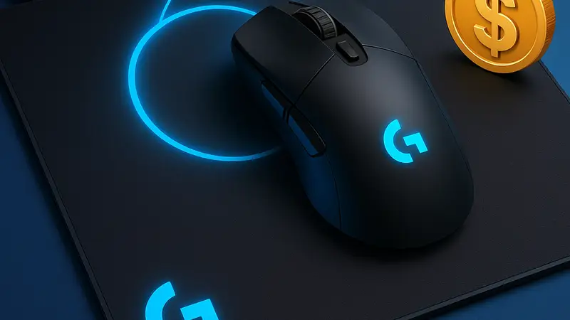 Игровой коврик Logitech G PowerPlay 2 с мышью, демонстрирующий беспроводную зарядку и высокий ценник.