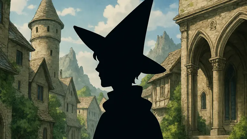 Кадр из аниме Witch Hat Atelier, главный герой или Qifrey в магической шляпе