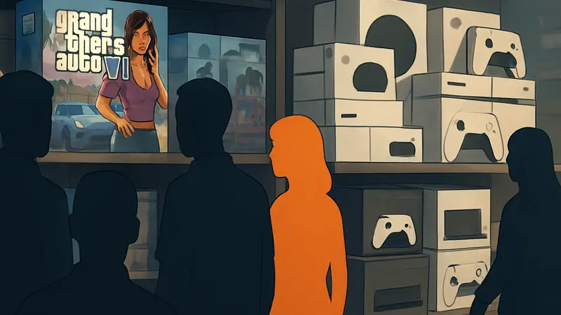 Grand Theft Auto 6: игроки ждут релиза, консоли в дефиците, коробки с игрой и приставками.