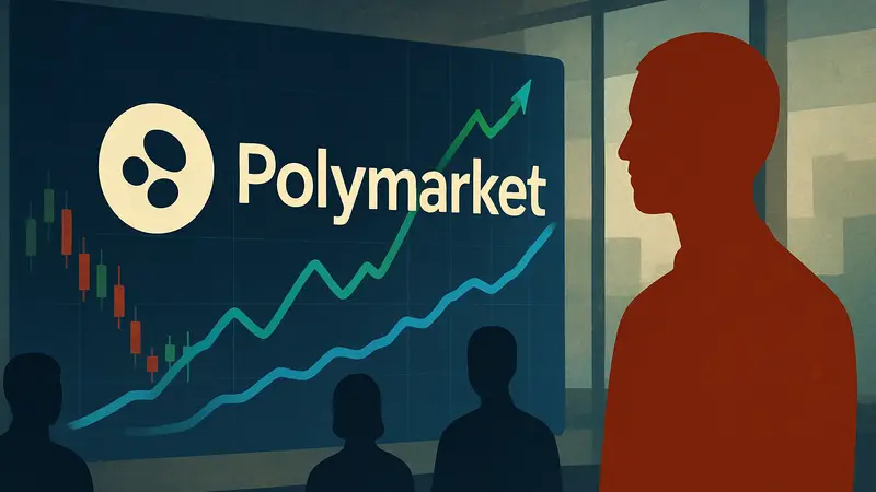 Логотип Polymarket на фоне графика, символизирующий ставки и прогнозные рынки