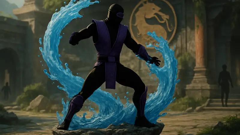 Коллекционная статуя Рейна из Mortal Kombat от Iron Studios с водными эффектами