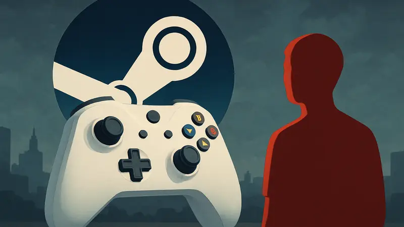 Игровой контроллер на фоне логотипа Steam, символизирующий новые инди-игры, которые могли быть пропущены.