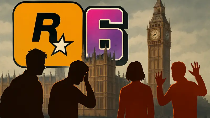 Логотип Rockstar Games и GTA 6, британский парламент, уволенные разработчики, скандал