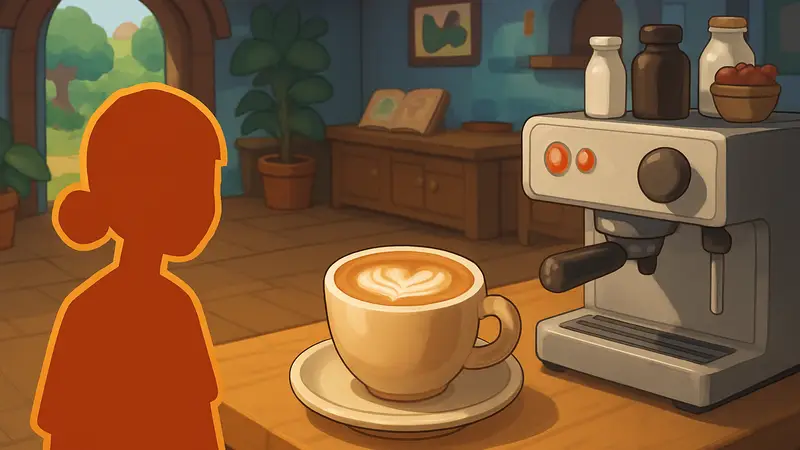 Игровой скриншот: чашка латте в Heartopia, как разблокировать и приготовить, гайд.