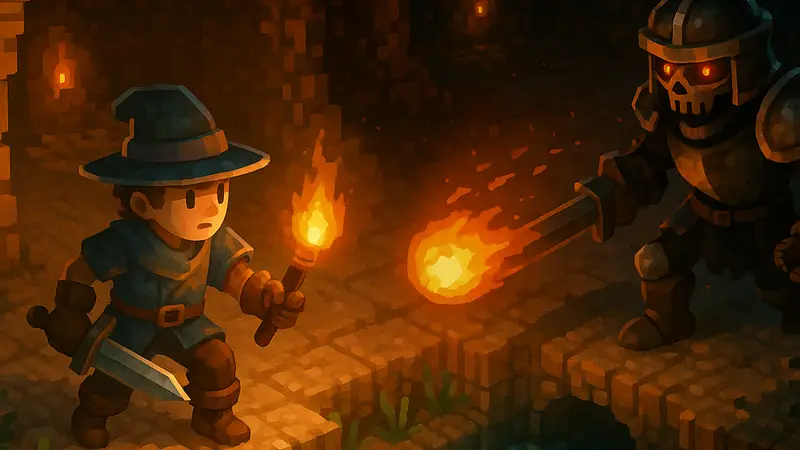 Игровой скриншот Core Keeper, демонстрирующий элементы исследования и сражений в стиле Minecraft и Dark Souls