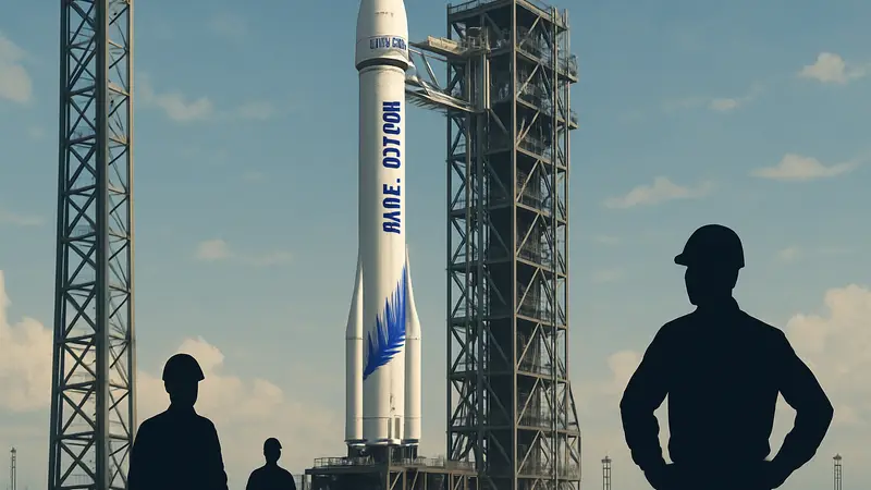 Ракета New Glenn от Blue Origin, готовая к запуску после получения разрешения на полёт.