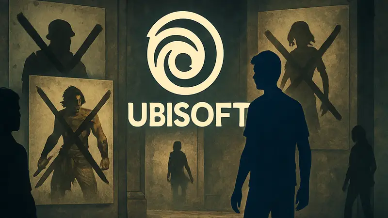 Логотип Ubisoft на фоне отменённых игр, ремейк Prince of Persia, игровая индустрия