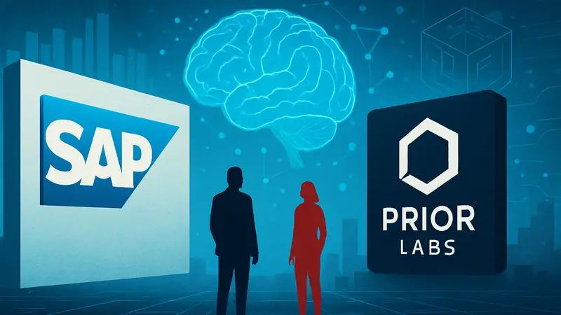 Логотипы SAP и Prior Labs, символизирующие инвестиции в искусственный интеллект и новые технологии.