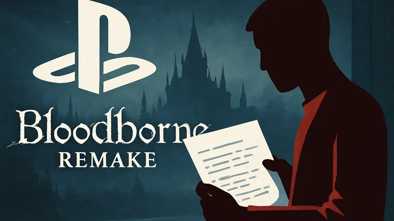 Логотип Bloodborne Remake на фоне логотипа Sony PlayStation и инсайдерской информации