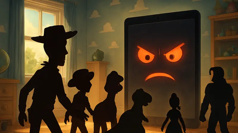 Вуди и его друзья из Toy Story 5 сталкиваются со злым планшетом.