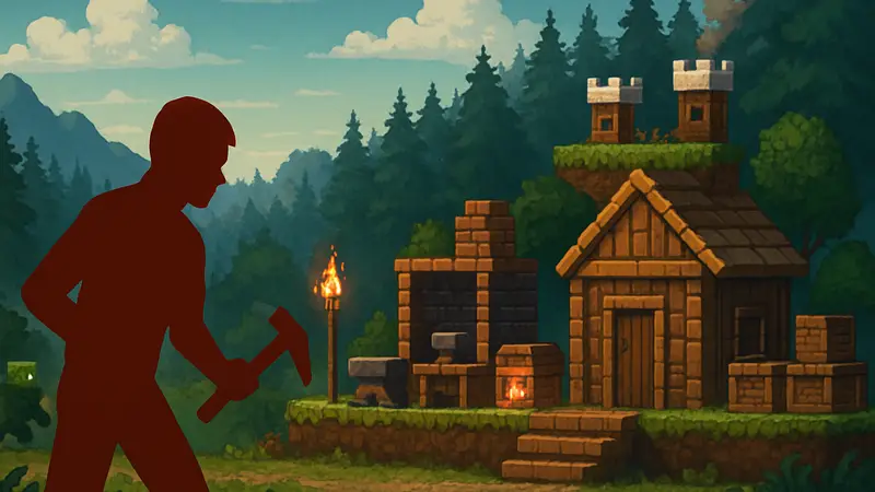 Скриншот из игры World Crafter TD, демонстрирующий элементы строительства и выживания