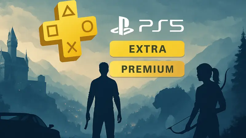 Логотип PlayStation Plus с надписями Extra и Premium. Новые игры PS Plus апрель 2026