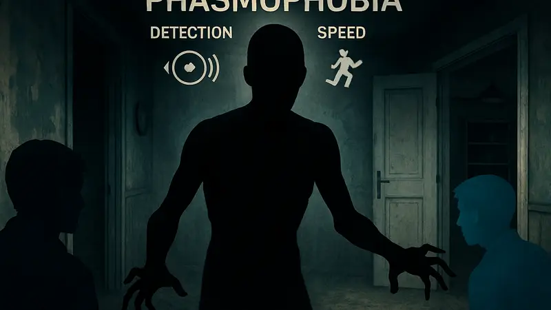 Изображение призрака Кормос в Phasmophobia с описанием его особенностей.