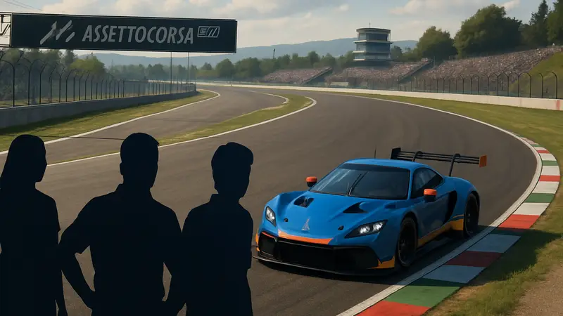 Скриншот из Assetto Corsa EVO с гоночной машиной на трассе после обновления 0.6.