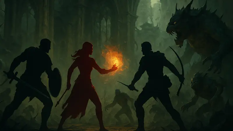 Герои Path of Exile 2 в битве с монстрами, с элементами темного фэнтези