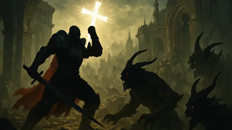 Паладин Ревности Diablo 4 в броне, использующий свои боевые навыки против демонов