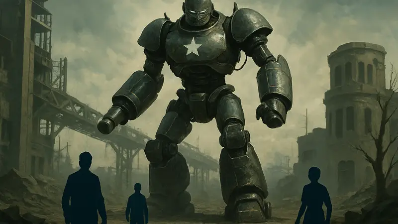 Liberty Prime Alpha из вселенной Fallout, готовящийся к действию
