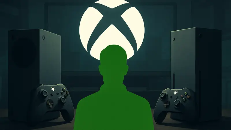 Логотип Xbox на фоне игровых консолей и контроллеров, символизирующий новую стратегию Microsoft по эксклюзивным играм.