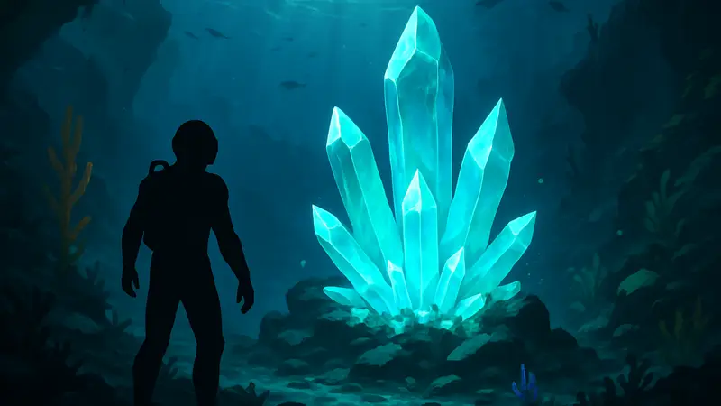 Подводный пейзаж Subnautica 2 с яркими кристаллами-проводниками.