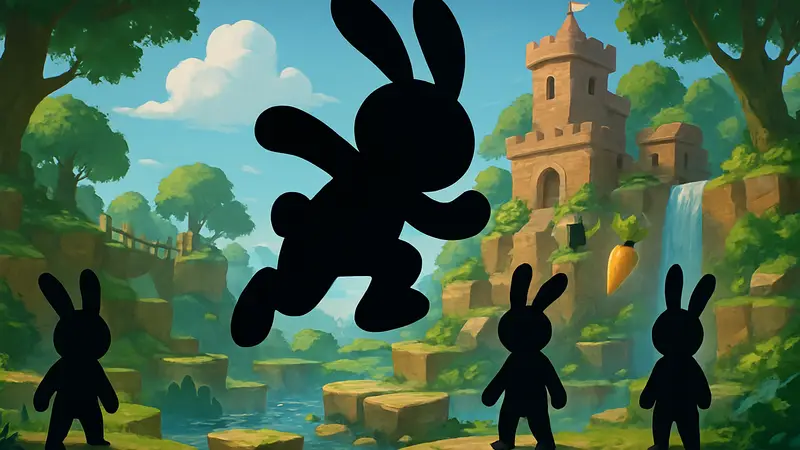 Заглавный экран бесплатной 3D PvP-платформера Bunny Guys в Steam до 29 мая.