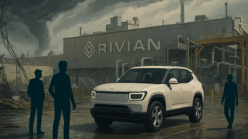 Завод Rivian, производящий электромобиль Rivian R2, несмотря на последствия торнадо.