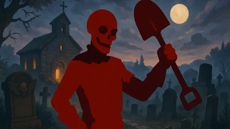 Постер или обложка игры Graveyard Keeper 2, символизирующая сиквел популярного инди-хита с черным юмором.