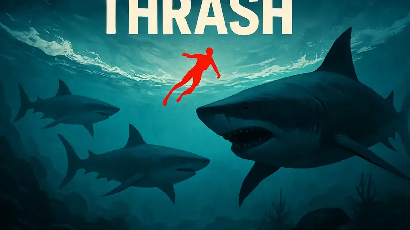 Постер фильма Thrash от Netflix с акулами