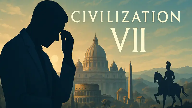 Глава компании, признающий ошибки в разработке Civilization 7, на фоне логотипа игры