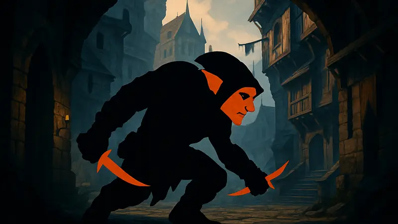 Гоблин Стикc из Styx: Blades of Greed крадется в тени с клинками