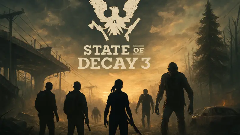 Логотип игры State of Decay 3 на фоне зомби-апокалипсиса