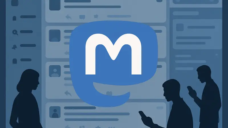 Логотип Mastodon на фоне интерфейса социальной сети, демонстрирующий новый дизайн