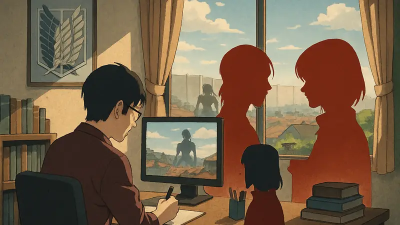 Хадзиме Исаяма, Attack on Titan, Эрен и Микаса, заметка о финале аниме.