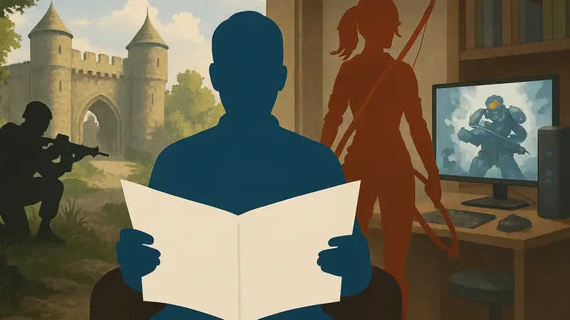 Обложка еженедельной колонки The Sunday Papers от Rock Paper Shotgun с игровыми мотивами.